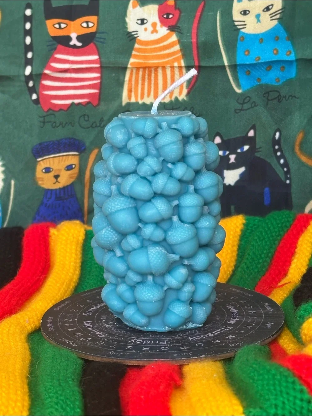 Blue Acorn Woodland Pillar Candle